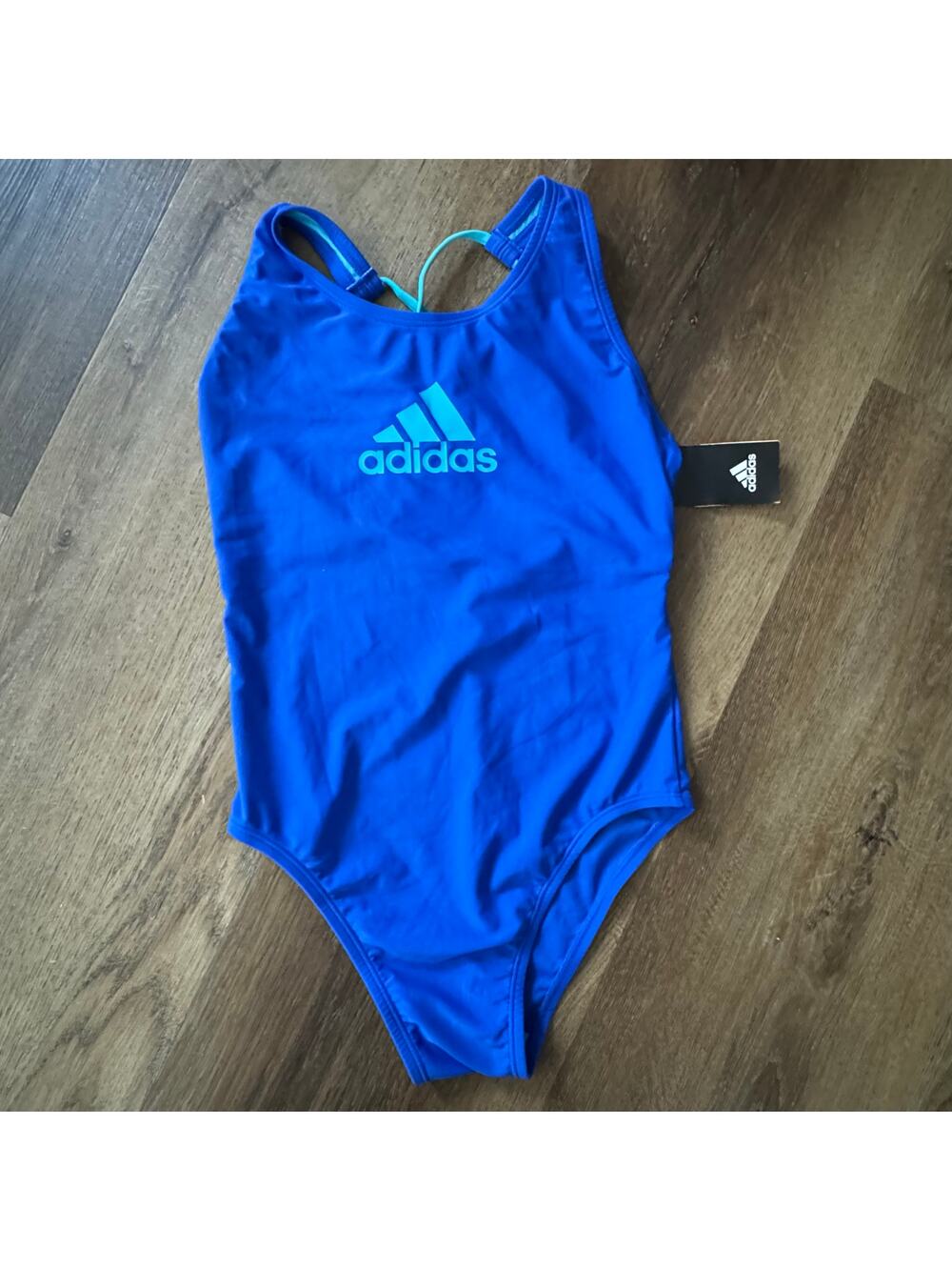 ADIDAS Crisscross Back One Piece Bathing Suit in Blue/Cyan